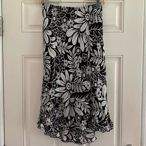 Vintage Y2K Monté Midi Skirt Floral Asymmetrical Black White Flowers Fairy Goth